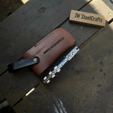 American Flag Damascus Folding Knife with Resin Handle