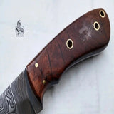 Damascus Skinner Knife 6” Fixed Blade rose wood Handle