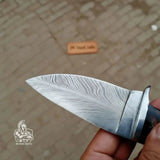 Skinner Knife, Feather Damascus Blade, Resin Handle, Fixed Blade Hunting Knife