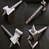 Darkforge Titan Hammer 8" Handmade Full Damascus Steel Collectible with Dual Spikes