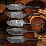 5-Piece Hand Forged Damascus Hunting Knife Blanks Set