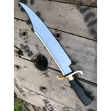 Carbon Steel 10-Inch Clip Point Bowie Knife — Black Handle, Brass S-Guard & Mirror Polished Blade