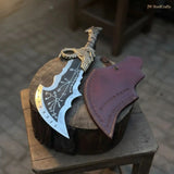 Blades of Chaos Replica Inspired Crescent Blade With Leather Sheath