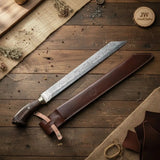 Long Seax Knife Straight Back Blade-Damascus steel | Medieval Style Knife