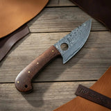 Handmade Damascus Mini Skinner Knife with Wooden Handle Full Tang Drop Point Blade
