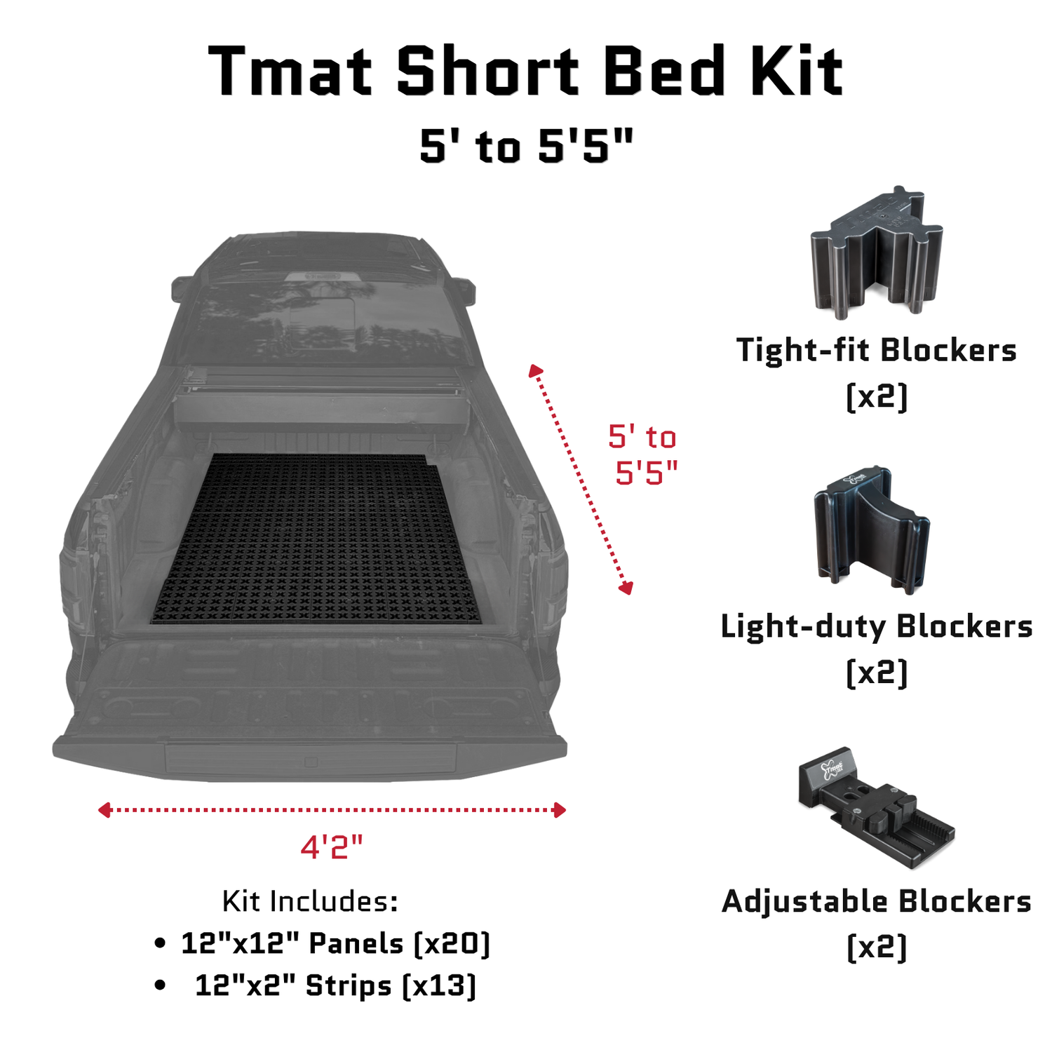 Tmat Truck Bed Organizer Slide Out Mat | Universal Fit for Short Beds 5' to 5'5"