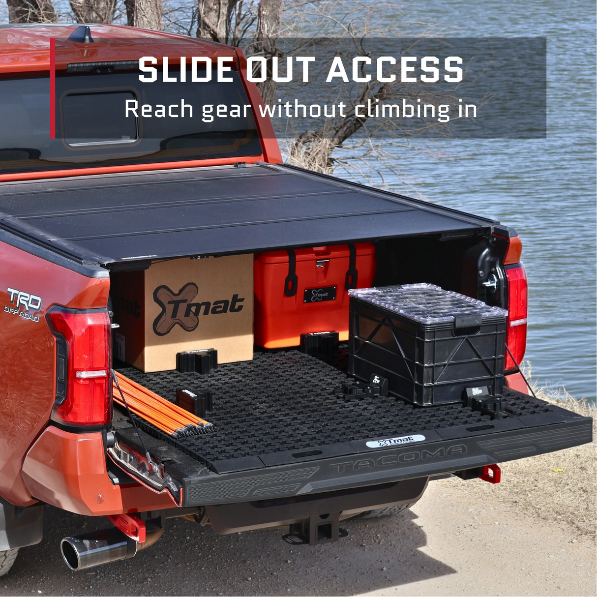 Tmat Midsize Truck Bed Organizer Slide Out Mat – Universal Fit for 5' Beds (Tacoma, Ranger, Colorado & More)