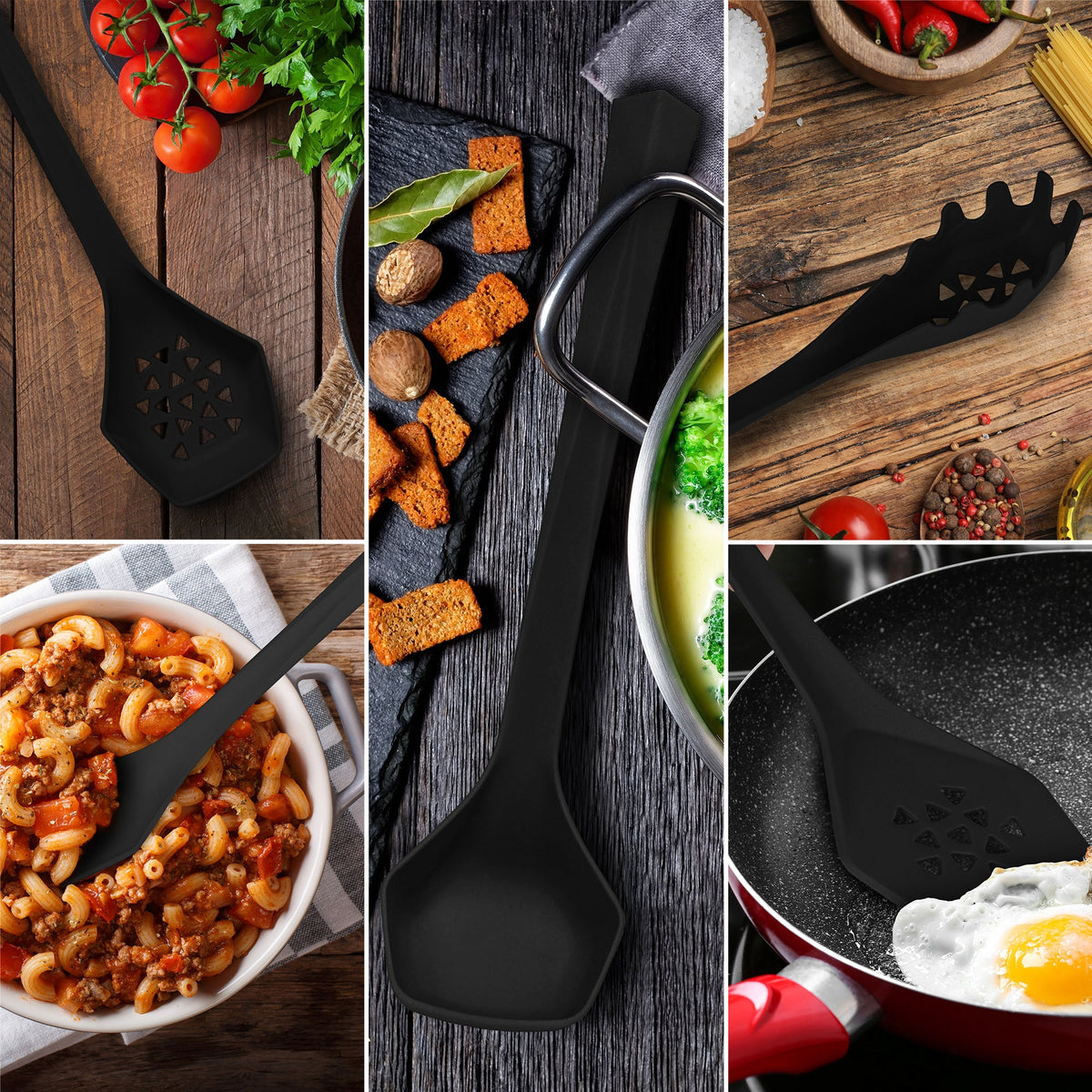 6 Piece Heavy Duty Kitchen Utensil Set // Black