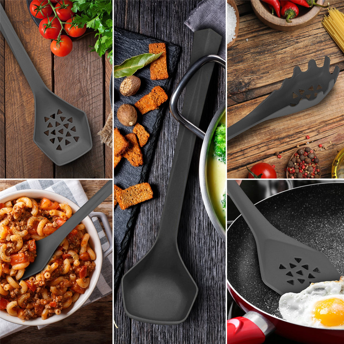 6 Piece Heavy Duty Kitchen Utensil Set // Gray