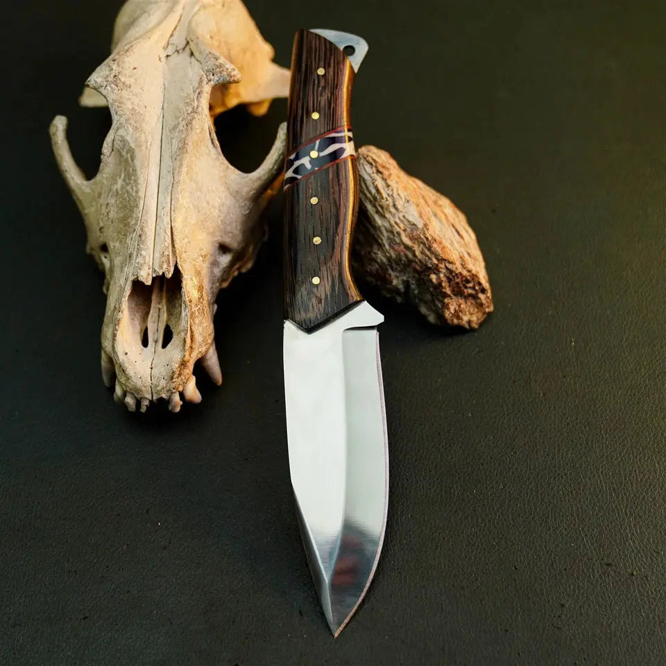 8.7" Handmade Bushcraft Knife – Stainless Steel Full Tang Wood Handle