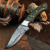 8.3" Handmade Damascus Hunting Knife – Full Tang Micarta Handle