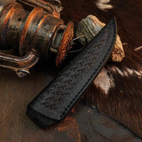 9.1" Handmade Damascus Hunting Knife – Full Tang Wood Handle