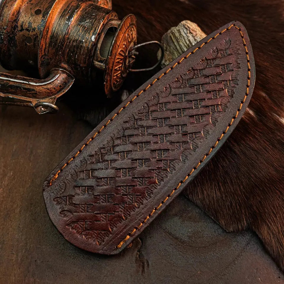 9.6" Handmade Damascus Tanto Hunting Knife – Full Tang Resin Handle
