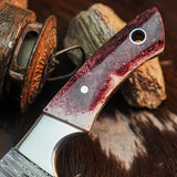 9.1" Handmade Damascus Hunting Knife – Full Tang Resin Handle