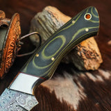 8.3" Handmade Damascus Hunting Knife – Full Tang Micarta Handle