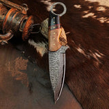 9.6" Handmade Damascus Tanto Hunting Knife – Full Tang Resin Handle