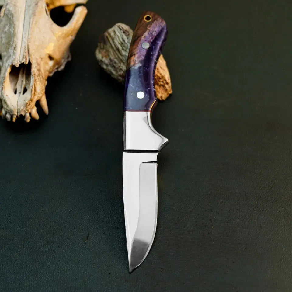9.0" Handmade Drop Point Skinner Knife – Stainless Steel Resin Handle