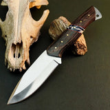 8.7" Handmade Bushcraft Knife – Stainless Steel Full Tang Wood Handle