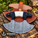 Bonehorn Northcrest™ Damascus Ulu Knife with Camel Bone & Buffalo Horn Handle