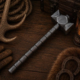 Asgard Titan Damascus Steel Hammer – Hand-Forged Collector Décor