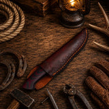 G10 Fixed Blade Outdoor Camping Hunting Bushcraft Knife – Damascus Blade With Leather Sheath