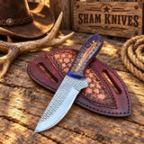 Blue Pine Cone Cowboy Skinning Knife – Rasp Steel & Pancake Sheath