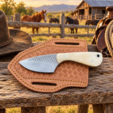 Boneclaw Rasp Steel Bone Handle Skinner Knife – Leather Sheath
