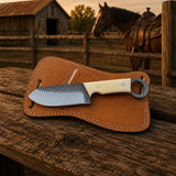 Bonehart Rasp Steel Skinner Knife – Bone Handle & Leather Sheath