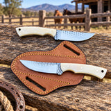 Bonehart Rasp Steel Skinner Knife – Bone Handle & Leather Sheath