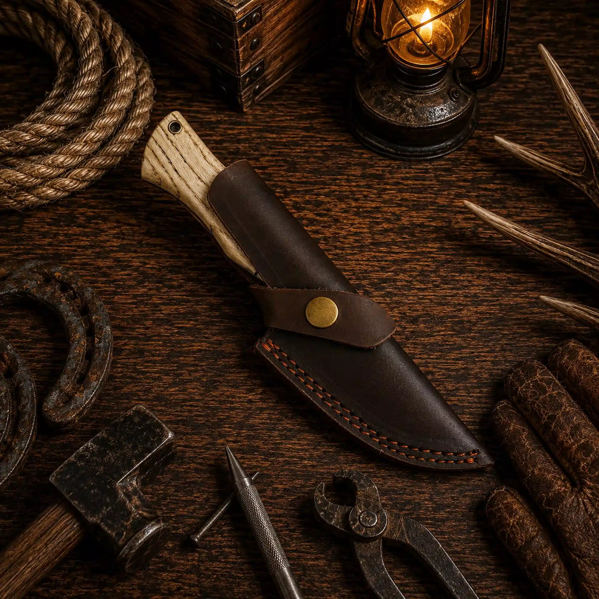 Drop Point Acid Wash Carbon Steel Fixed Blade Outdoor Camping Hunting Knife