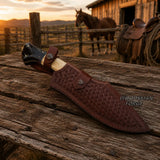 Cinderhorn D2 Bowie Knife – 12" D2 Steel, Camel Bone & Bull Horn