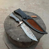Custom Copper Damascus Bowie Hunter with Resin Handle