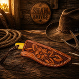 Buckaroo Sheath Knife With Coloured Bone Handle – D2 Acid wash