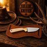 Bone Buckaroo Skinning Knife – D2 Steel & Leather Belt Sheath