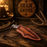 Toothpick Buckaroo Knife – 4″ D2 Steel, Stag & Resin Handle