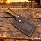 Ashencrest Forgevei Handmade Damascus Cleaver Knife – Walnut Wood Handle  Copy Title