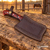 Chromaforge Embercrest Handmade Damascus Kitchen Cleaver – Acrylic Handle