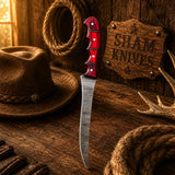 Redfin Legend Damascus Steel Fillet Knife – Red Pakka Wood Handle