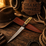 Fisherman’s Legacy Damascus Fillet Knife – Engraved Bone Handle