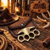 Golden Fist – Handmade Solid Brass Knuckle with Leather Sheath