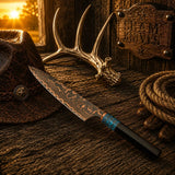 Turquoise Trail 13″ Copper Damascus Gyuto Chef Knife – Resin Handle
