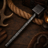 Asgard Titan Damascus Steel Hammer – Hand-Forged Collector Décor