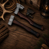 Valhalla Viking Axe & Hammer Set – 1075 Steel & Rosewood Handles