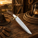 Handmade Bowie Knife D2 Steel Real Stag Antler Handle