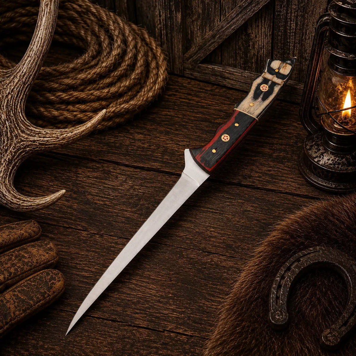 Exotic Wood Ridge Handmade D2 Steel Fillet Fishing Knife – Gift for Him