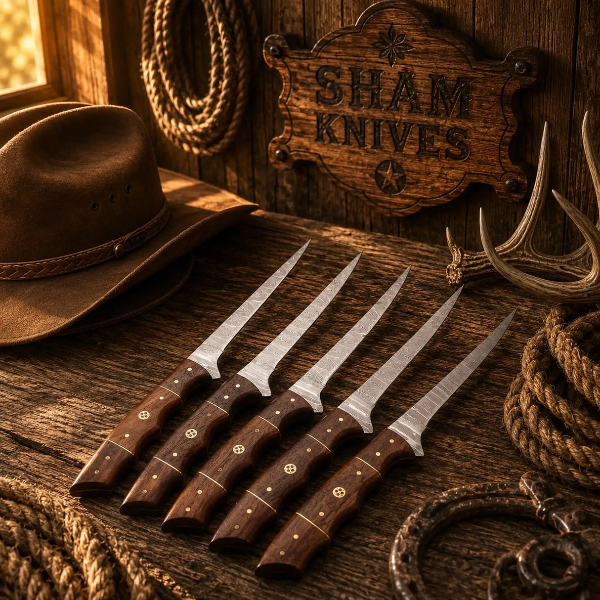 Fisherman’s Pride 5-Piece Handmade Damascus Fillet Knife Set