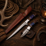 Buy Best Duo Damascus Steel Fillet & Pocket Folding Knife