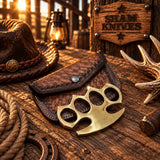 Golden Fist – Handmade Solid Brass Knuckle with Leather Sheath