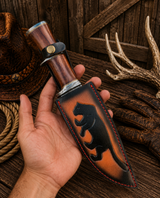 Lionheart Double Guard Bowie – Damascus, Wood, Bone & Sheath