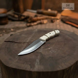 Ranch Hand Utility Knife Fixed Blade white resin Handle Full Tang Brass Spacer Western Knife